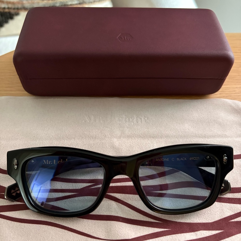 Mr. Leight Antoine C Black Glasses With Custom Blue Tinted Lenses